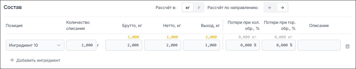Значения, отличные от значений по умолчанию